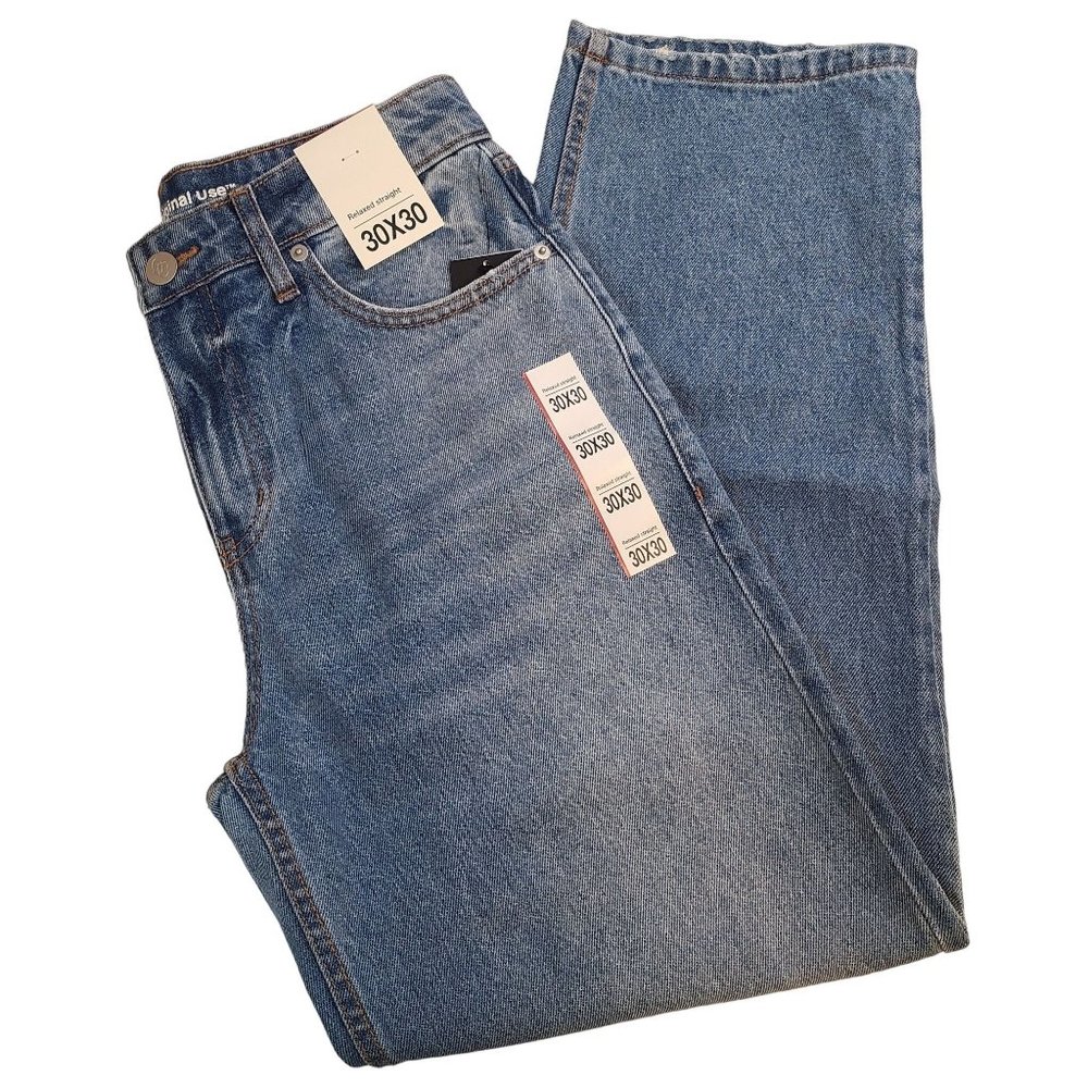 Original Use Mens Relaxed Straight Leg Jeans Blue Denim 30 x 30